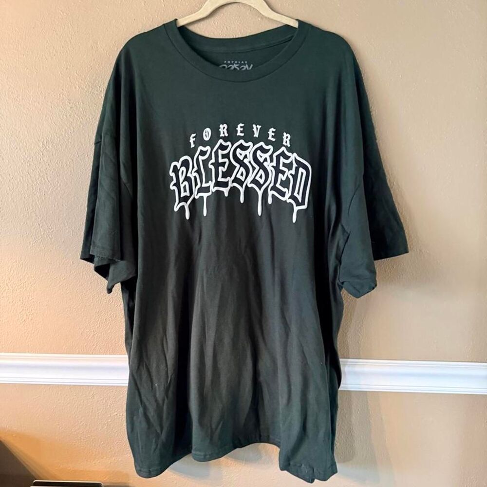 Women's Popular Poison "Forever Blessed" Green and Khaki T-shirt, Size 3X